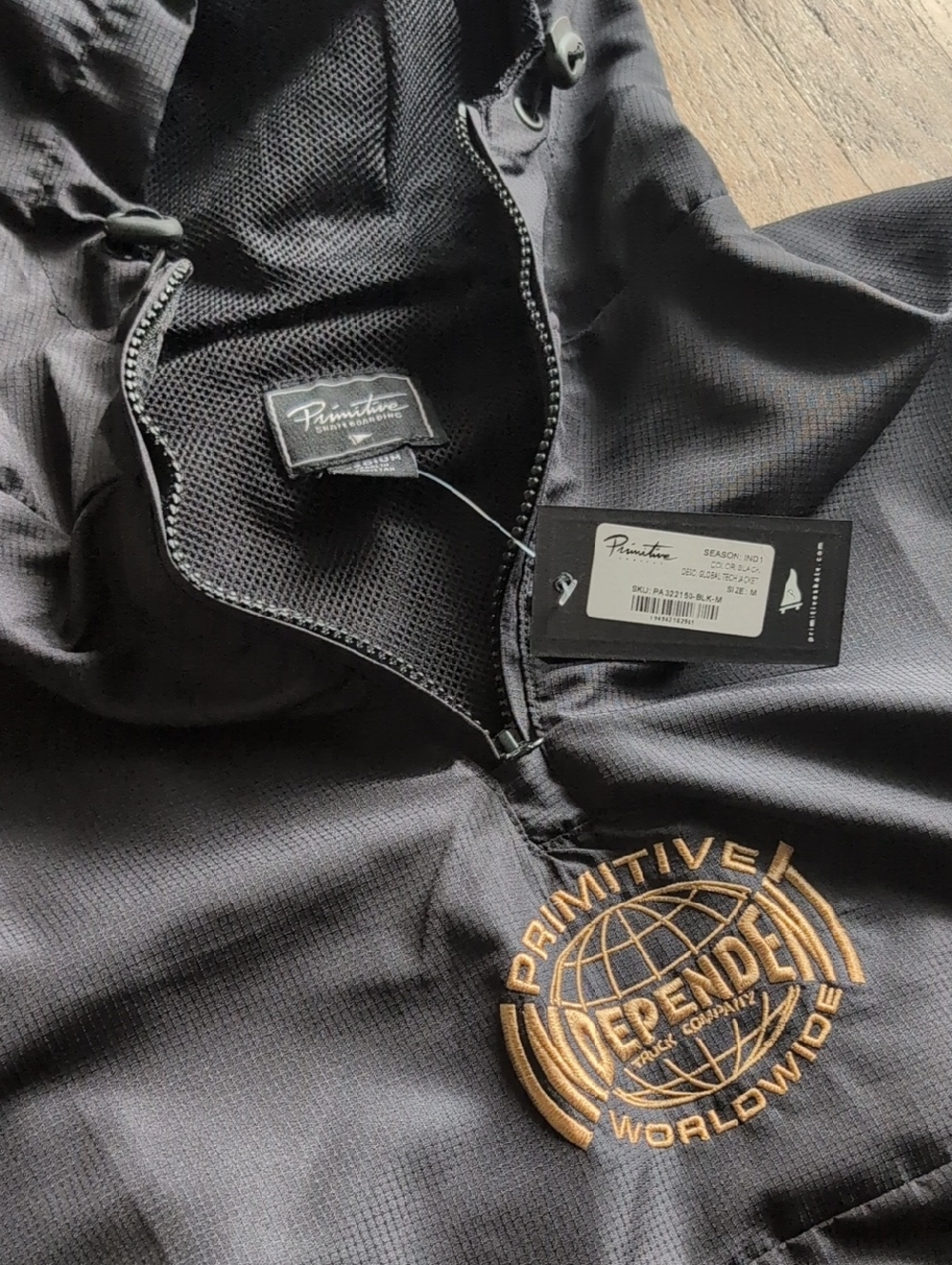 Primitive Black Anorak with Gold Globe Embroidery
